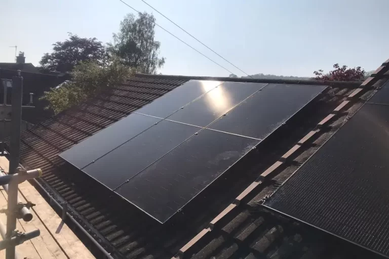 Solar Panels on a house with a brown roof